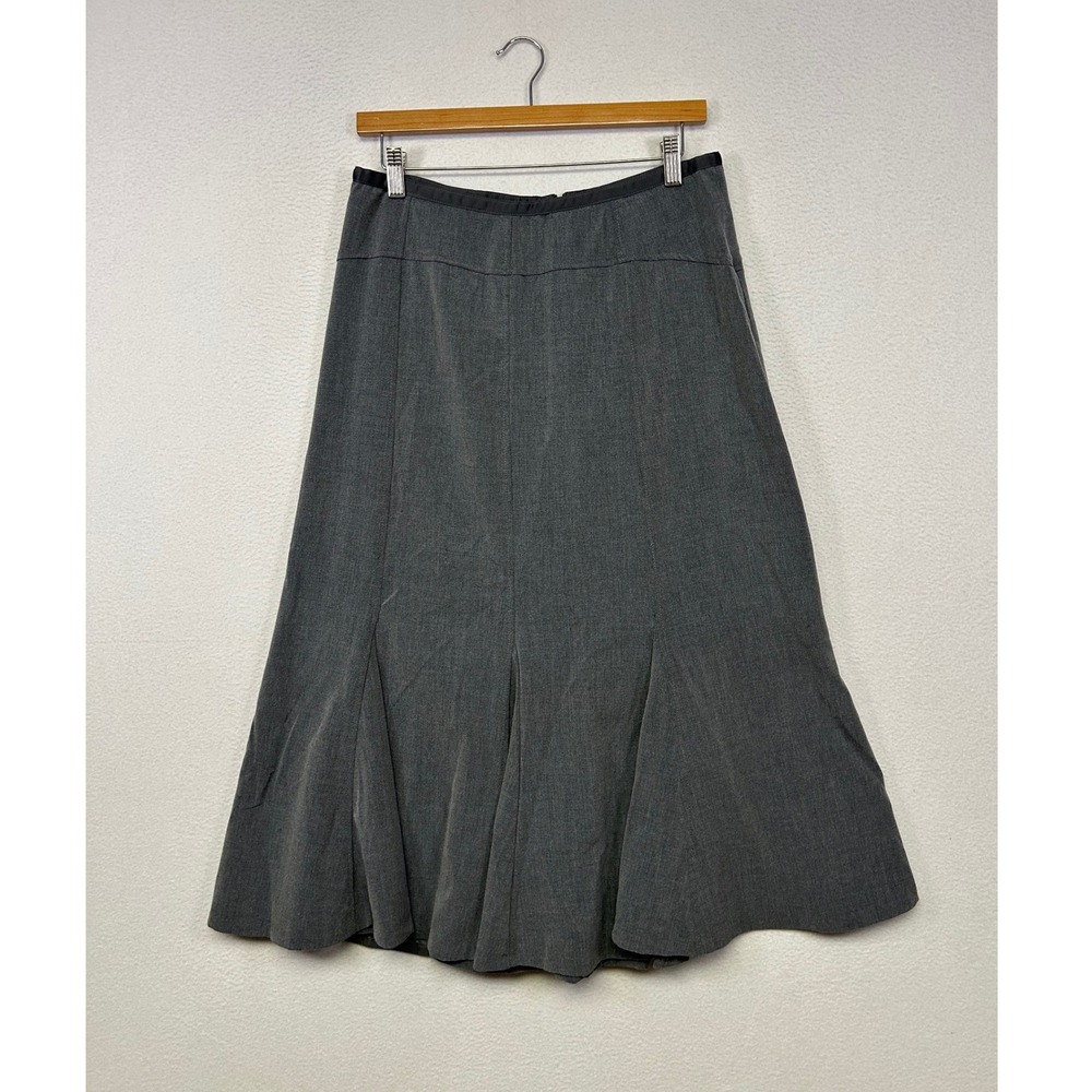 Professional Dark Academia Focus 2000 Womens 6 Gray Flare Midi Skirt